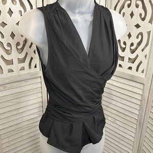 Sleeveless Black Wrap Peplum Top size m